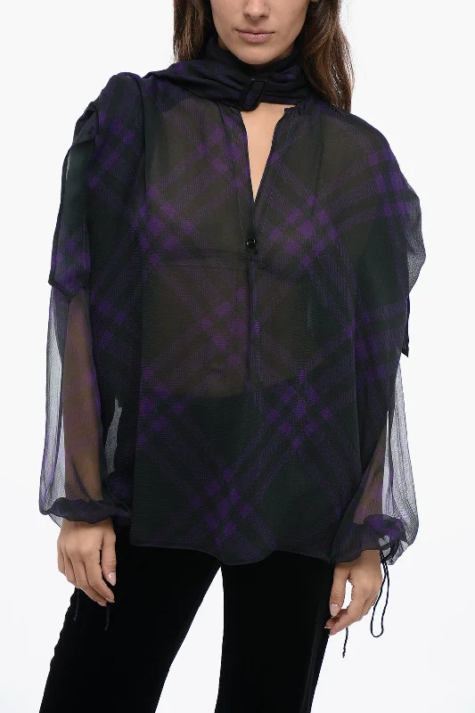 Burberry Chiffon Multi-Layer Blouse with Buckle Detail 44 Italian size Boho Chic Blouse Burberry Chiffon Multi-Layer Blouse with Buckle Detail 44 Italian size Boho Chic Blouse