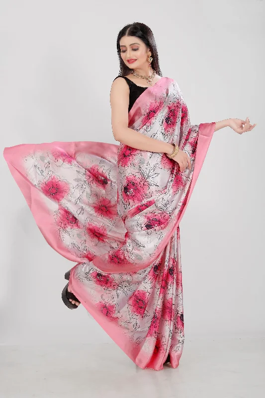 Jyoti Fashion Women's Multicolor Pure Japan Satin Digital Printed Designer Saree with Blouse Smart Business Blouse Jyoti Fashion Women's Multicolor Pure Japan Satin Digital Printed Designer Saree with Blouse Smart Business Blouse