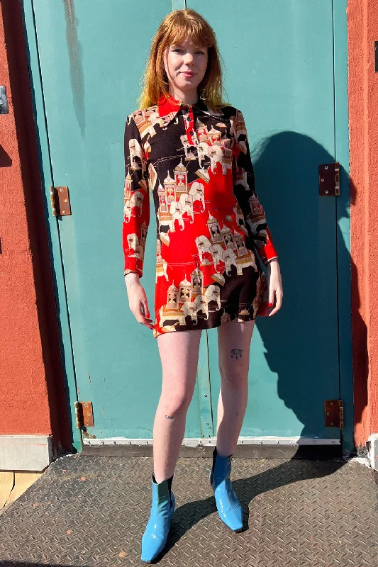 Elephant Circus Mini Dress XS/S Cozy Satin Mini Dress