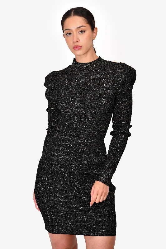 Balmain Black/Gold Metallic Shoulder Pad Mini Dress Size 44 Elegant Floral-Print Mini Dress Balmain Black/Gold Metallic Shoulder Pad Mini Dress Size 44 Elegant Floral-Print Mini Dress