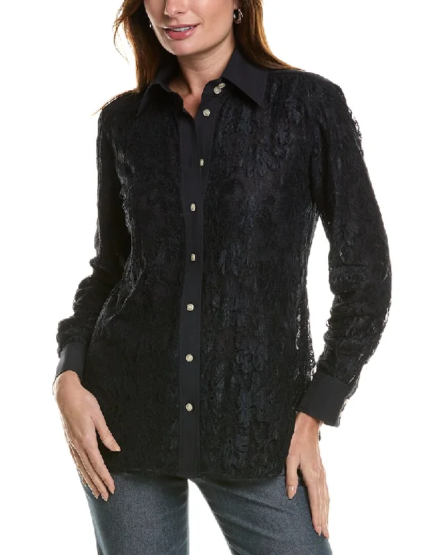 Lafayette 148 New York French Lace James Blouse Relaxed Fit Blouse