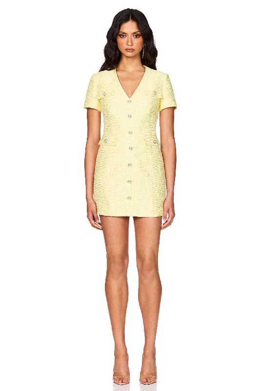 Nookie Tarsha Tweed Mini Dress - Lemon Trendy Camisole Mini Dress