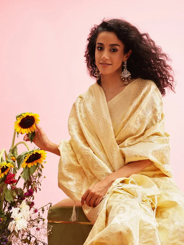 Yellow Linen Woven Thread Geomatric Saree with Unstitched Blouse - Hiral Fashion Elegant Silk Blouse Yellow Linen Woven Thread Geomatric Saree with Unstitched Blouse - Hiral Fashion Elegant Silk Blouse