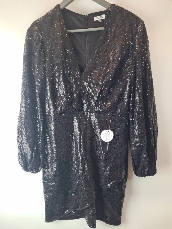 Chi Chi London Long Sleeve Plunge Sequin Mini Dress Black Size 16 **** V77 Casual High-Waist Mini Dress Chi Chi London Long Sleeve Plunge Sequin Mini Dress Black Size 16 **** V77 Casual High-Waist Mini Dress