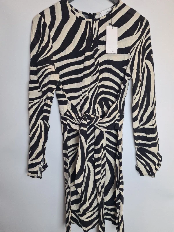 Mango Tie Front Zebra Print Mini Dress ' Monday ' Size 8 **** V140 Comfortable Wrap Mini Dress