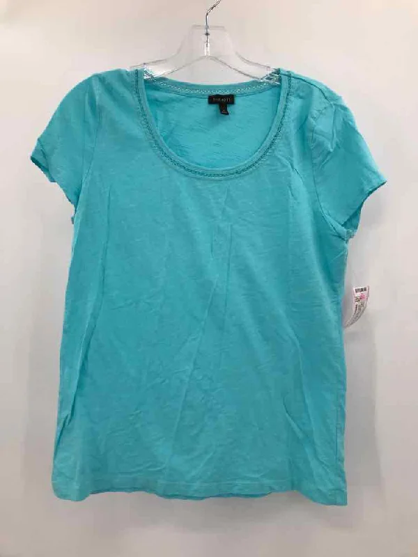 Pre-Owned Talbots Blue Size Medium T-shirt-- Zippered Front Buttoned Front Snap Front Pre-Owned Talbots Blue Size Medium T-shirt-- Zippered Front Buttoned Front Snap Front