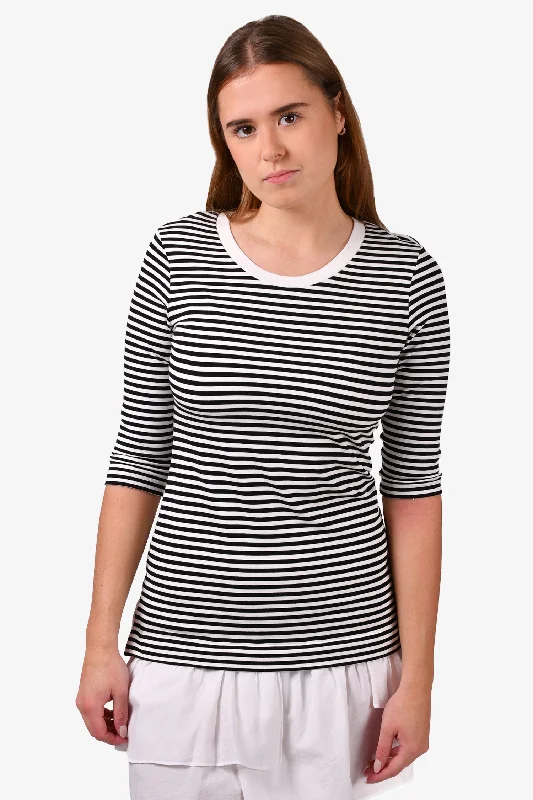 Moschino Black/White Striped 3/4 Sleeve Mini Dress Size 38 Trendy Lace Mini Dress