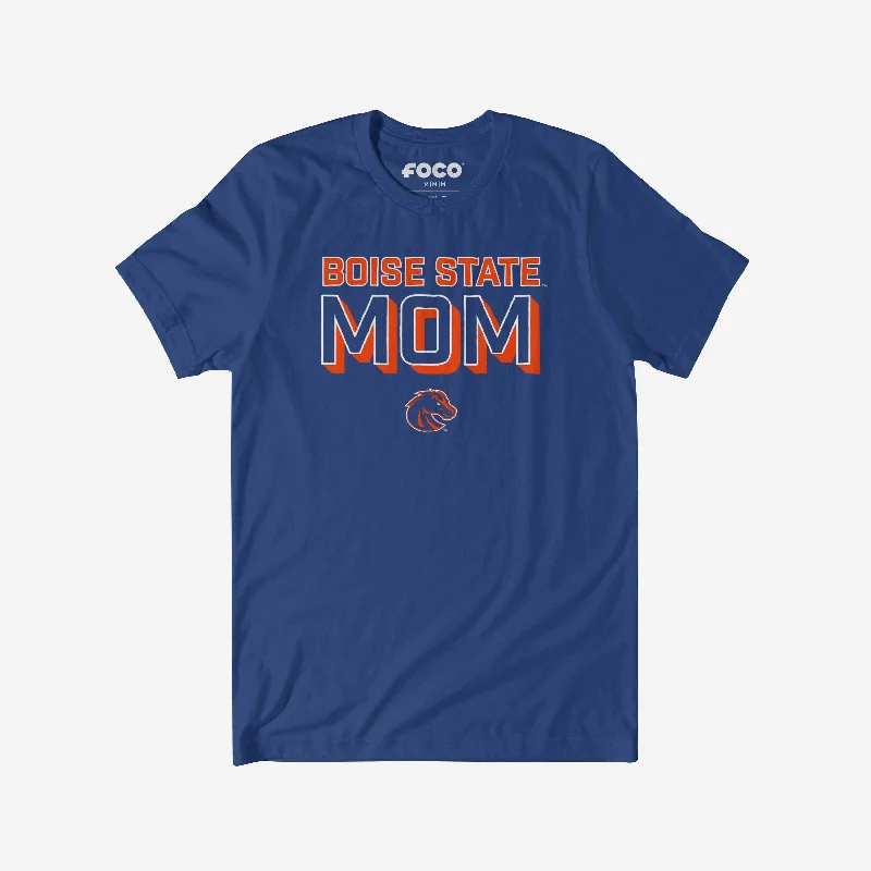 Boise State Broncos Team Mom T-Shirt-- Mesh Blend Leather Blend Suede Blend