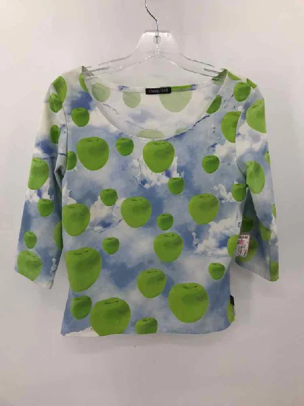 Pre-Owned Cheap Thrill Blue Size Large 3/4 Sleeve T-shirt-- Zippered Buttoned Snapped