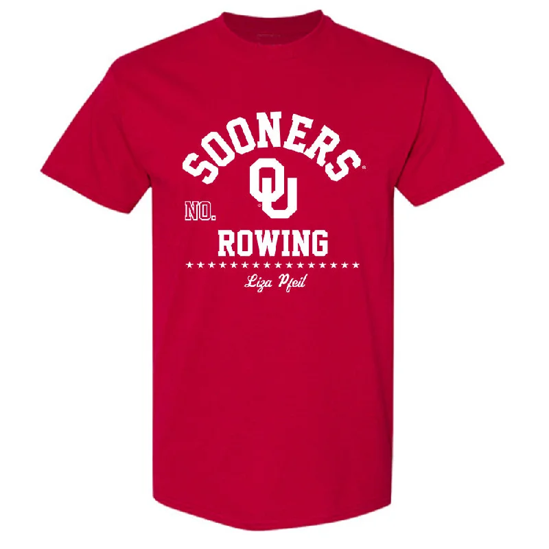Oklahoma - NCAA Women's Rowing : Liza Pfeil - Classic Fashion Shersey T-Shirt-- Plaid T-Shirt Polka Dot Checkered