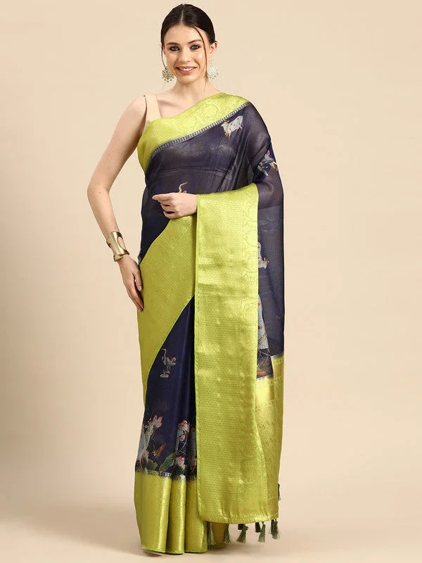 Navy Blue Munga Silk Digital Print Animal Print Saree with Unstitched Blouse - Hiral Fashion Balloon Sleeve Blouse Navy Blue Munga Silk Digital Print Animal Print Saree with Unstitched Blouse - Hiral Fashion Balloon Sleeve Blouse