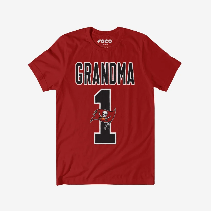 Tampa Bay Buccaneers Number 1 Grandma T-Shirt-- Zippered Front Buttoned Front Snap Front Tampa Bay Buccaneers Number 1 Grandma T-Shirt-- Zippered Front Buttoned Front Snap Front