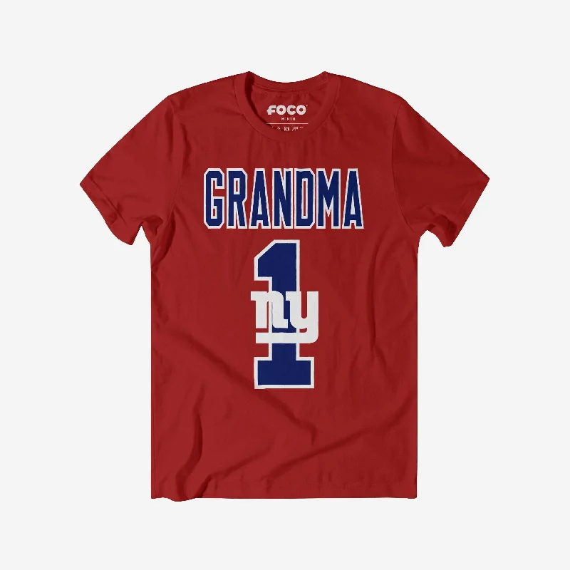New York Giants Number 1 Grandma T-Shirt-- Chenille Blend Fleece Blend Nylon Blend