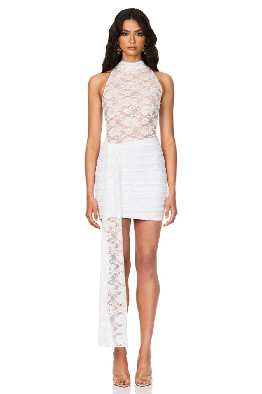 Nookie Lene Lace Mini Dress - White Fashionable Boho-Chic Mini Dress