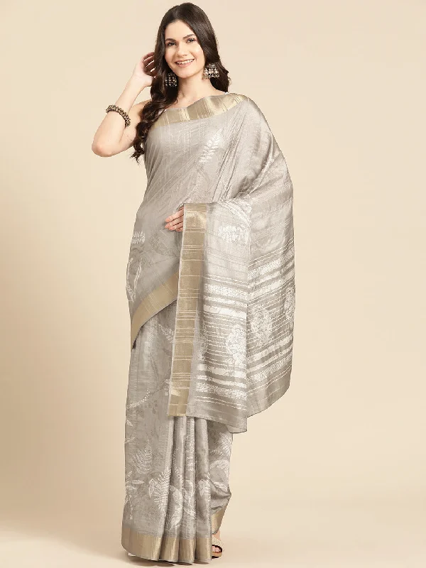 Beige Silk Blend Digital Print Floral Saree with Unstitched Blouse - Hiral Fashion Vintage Lace Blouse Beige Silk Blend Digital Print Floral Saree with Unstitched Blouse - Hiral Fashion Vintage Lace Blouse