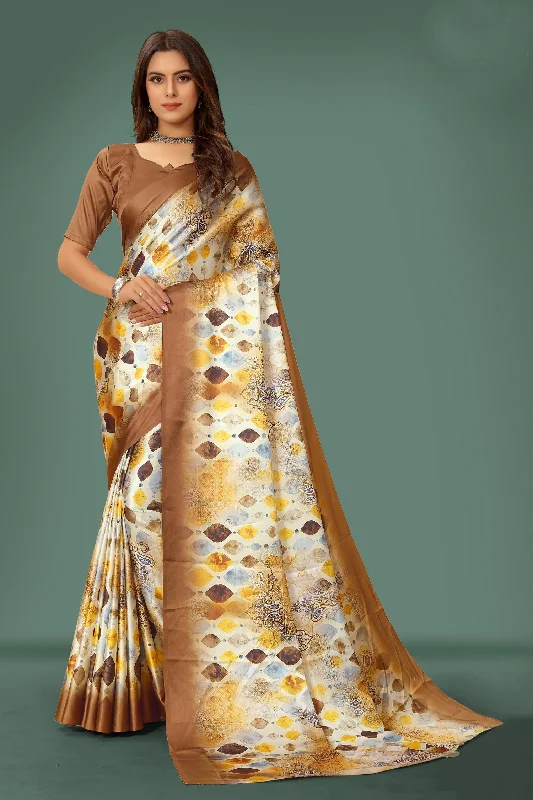 Jyoti Fashion Women's Multicolor Pure Japan Satin Digital Printed Designer Saree with Blouse Romantic Lace Blouse Jyoti Fashion Women's Multicolor Pure Japan Satin Digital Printed Designer Saree with Blouse Romantic Lace Blouse