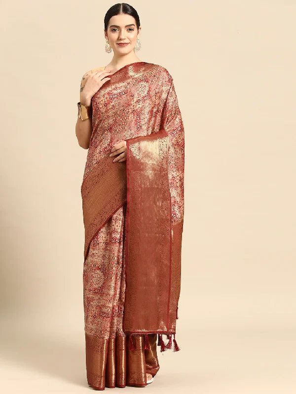 Maroon Kanchipuram Silk Digital Print Abstract Saree with Unstitched Blouse - Hiral Fashion Short Sleeve Blouse Maroon Kanchipuram Silk Digital Print Abstract Saree with Unstitched Blouse - Hiral Fashion Short Sleeve Blouse