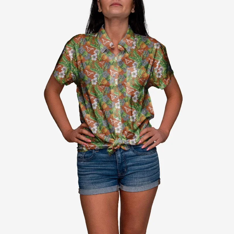 Texas Longhorns My Fine-Apple Womens Button Up Shirt-- Terry Blend Velvet Blend Canvas Blend Texas Longhorns My Fine-Apple Womens Button Up Shirt-- Terry Blend Velvet Blend Canvas Blend