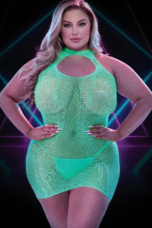Glow In The Dark Mini Dress Elegant Mini Dress with Ruffles