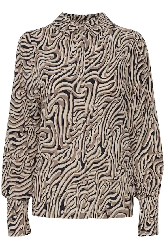 Pulz Miro shirt-- Asymmetrical Pockets Print