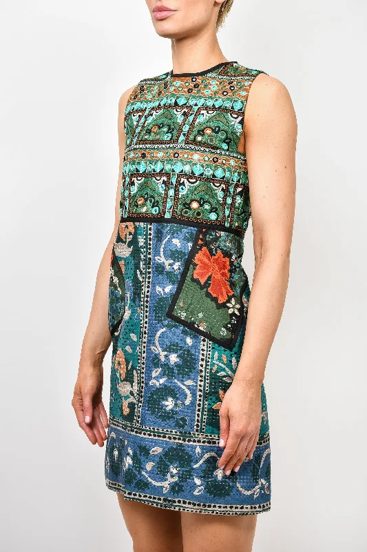 Burberry Prosum Runway F/W 2015 Blue Multi Patterned Sleeveless Mirrored Mini Dress Size 38 Classic Black Mini Dress Burberry Prosum Runway F/W 2015 Blue Multi Patterned Sleeveless Mirrored Mini Dress Size 38 Classic Black Mini Dress