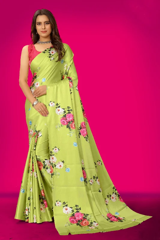Jyoti Fashion Women's Multicolor Pure Japan Satin Digital Printed Designer Saree with Blouse Balloon Sleeve Blouse Jyoti Fashion Women's Multicolor Pure Japan Satin Digital Printed Designer Saree with Blouse Balloon Sleeve Blouse
