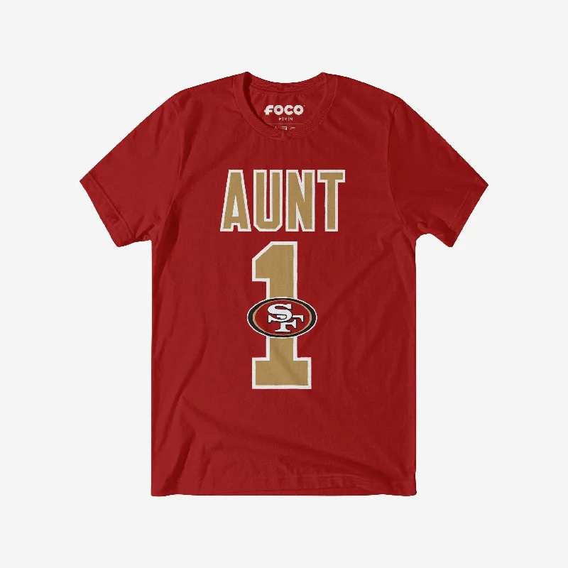 San Francisco 49ers Number 1 Aunt T-Shirt-- Solid Color Striped Floral