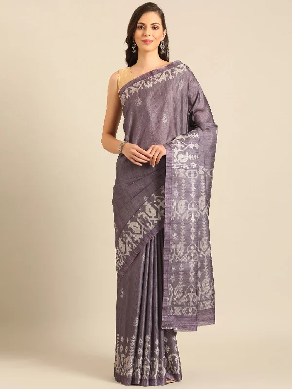 Women Purple Cotton Saree With Un Stitched Blouse - Aanika Classic Minimalist Blouse Women Purple Cotton Saree With Un Stitched Blouse - Aanika Classic Minimalist Blouse