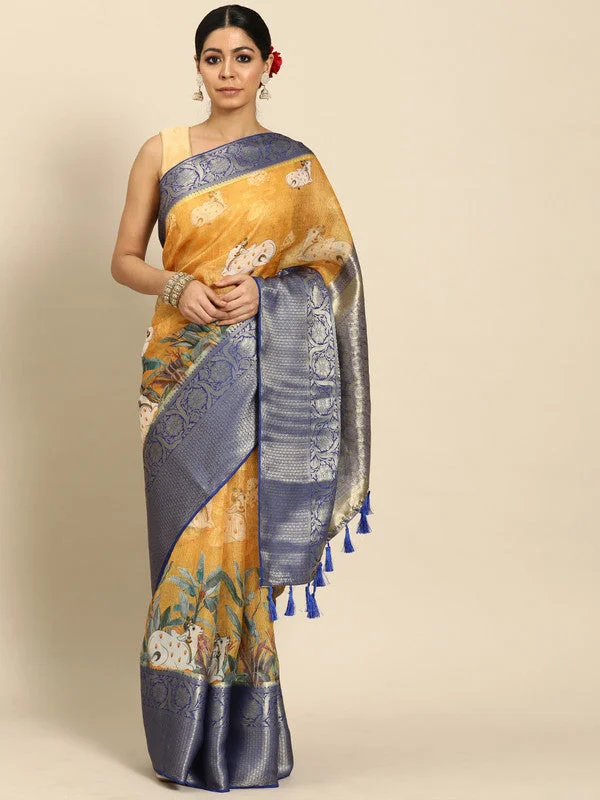 Mustard Munga Silk Digital Print Animal Print Saree with Unstitched Blouse - Hiral Fashion Bell Sleeve Blouse Mustard Munga Silk Digital Print Animal Print Saree with Unstitched Blouse - Hiral Fashion Bell Sleeve Blouse