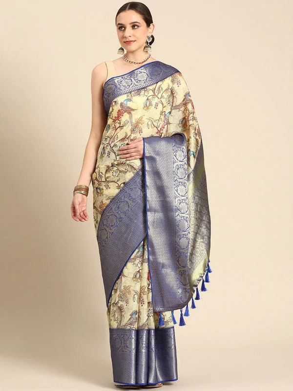 Beige Munga Silk Digital Print Kalamkari Saree with Unstitched Blouse - Hiral Fashion Sheer Mesh Blouse Beige Munga Silk Digital Print Kalamkari Saree with Unstitched Blouse - Hiral Fashion Sheer Mesh Blouse