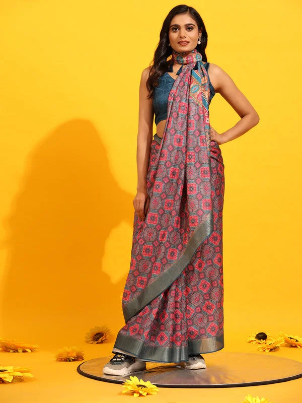 Red Silk Blend Woven Zari Design Geomatric Saree with Unstitched Blouse - Hiral Fashion Elegant Semi-Sheer Blouse Red Silk Blend Woven Zari Design Geomatric Saree with Unstitched Blouse - Hiral Fashion Elegant Semi-Sheer Blouse