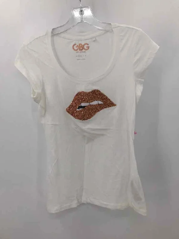 Pre-Owned GBG White Size Small Graphic T-shirt-- Ribbed T-Shirt High Neck Heavyweight Pre-Owned GBG White Size Small Graphic T-shirt-- Ribbed T-Shirt High Neck Heavyweight