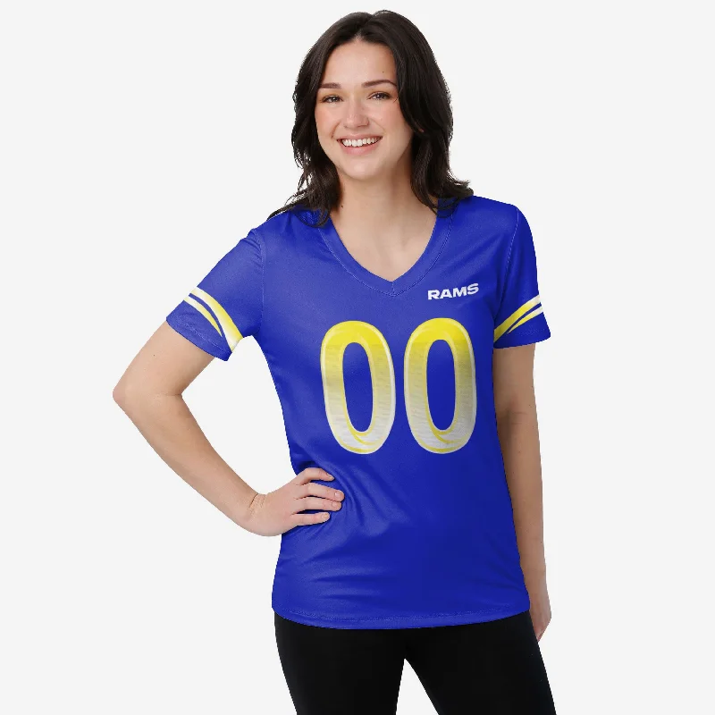 Los Angeles Rams Womens Gameday Ready Lounge Shirt-- Embroidered Appliqued Beaded