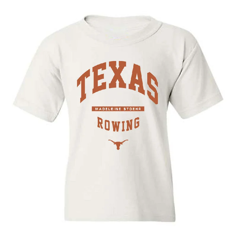 Texas - NCAA Women's Rowing : Madeleine Stoehr - Classic Fashion Shersey Youth T-Shirt-- Ribbed T-Shirt High Neck Heavyweight Texas - NCAA Women's Rowing : Madeleine Stoehr - Classic Fashion Shersey Youth T-Shirt-- Ribbed T-Shirt High Neck Heavyweight