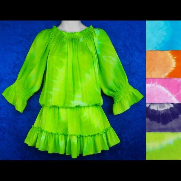 Zora's Tie-Dye Circle Peasant Blouse Vintage Polka Blouse