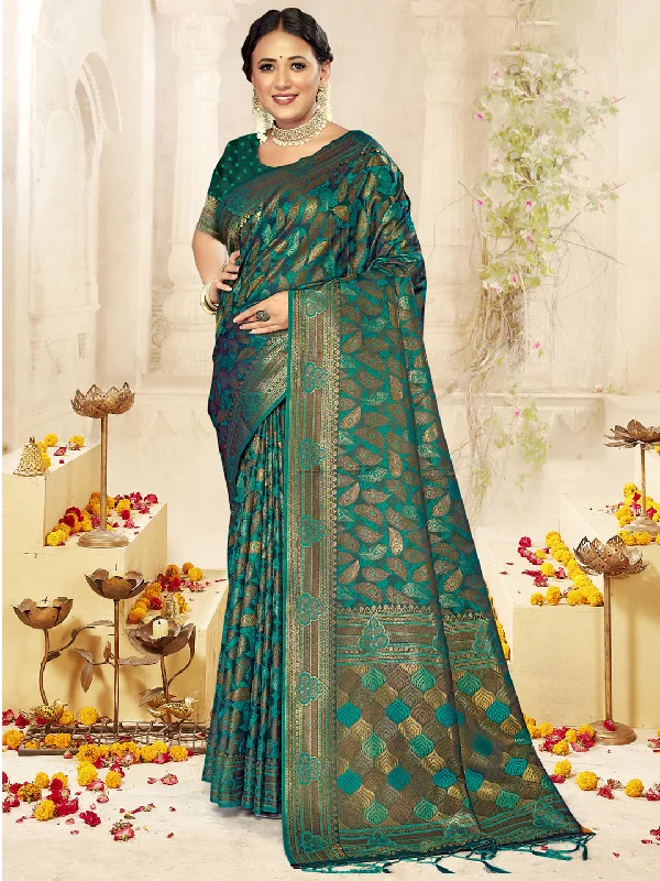 Women Green Satin Silk Saree With Un Stitched Blouse - Aanika Pastel Color Blouse