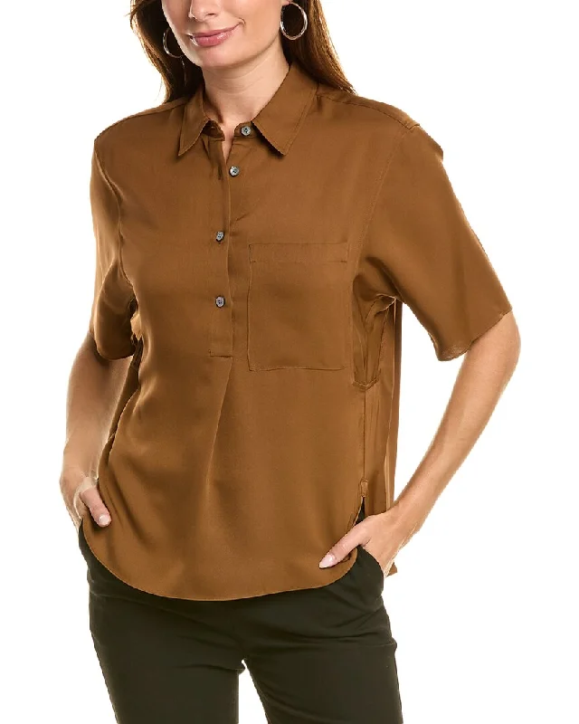 Theory Silk Crop Blouse Floral Chiffon Blouse