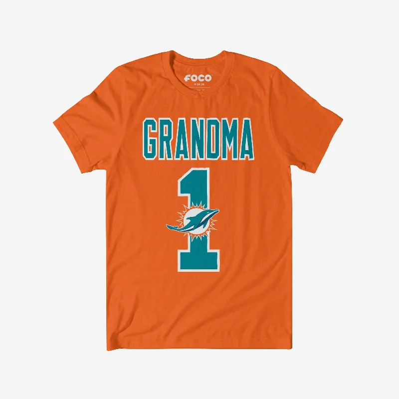 Miami Dolphins Number 1 Grandma T-Shirt-- Fleece Fabric Down Fabric Feather Fabric