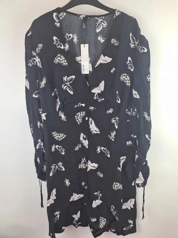 Nobodys Child Black Curve Fella Mini Dress - Butterflies Size UK 22 **** V308 Chic Halter Mini Dress Nobodys Child Black Curve Fella Mini Dress - Butterflies Size UK 22 **** V308 Chic Halter Mini Dress