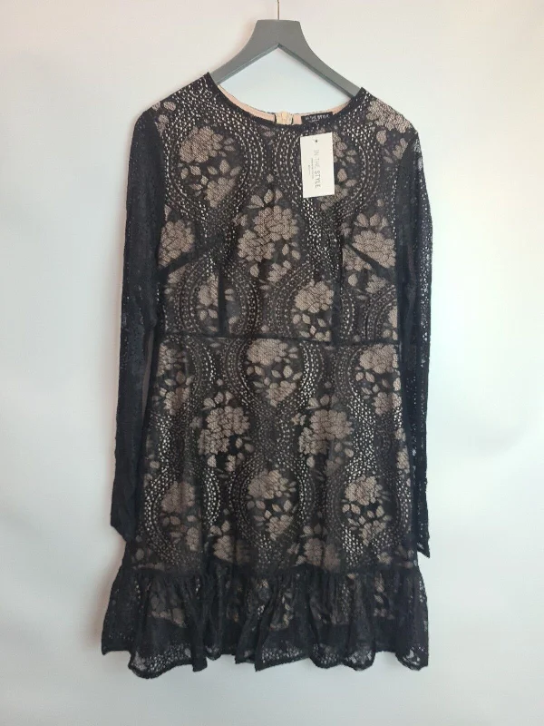 In The Style Jac Jossa Black Lace High Neck Mini Dress Size 16 **** V50 Elegant Vintage Mini Dress In The Style Jac Jossa Black Lace High Neck Mini Dress Size 16 **** V50 Elegant Vintage Mini Dress