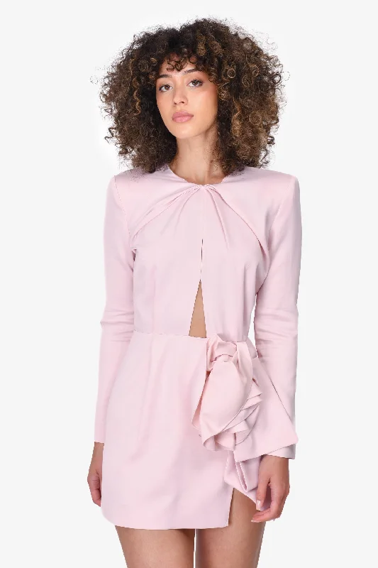 Magda Butrym Pink Shoulder Pad Rosette Mini Dress Size 36 Fashionable Pleated Mini Dress Magda Butrym Pink Shoulder Pad Rosette Mini Dress Size 36 Fashionable Pleated Mini Dress