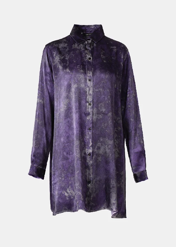 Black Camouflage Over Silk Shirt-- Fleece Nylon Spandex