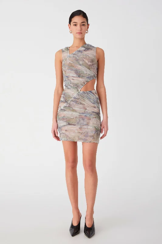 Misha Itzel Mini Dress - Dream Print Stylish Ribbed Mini Dress