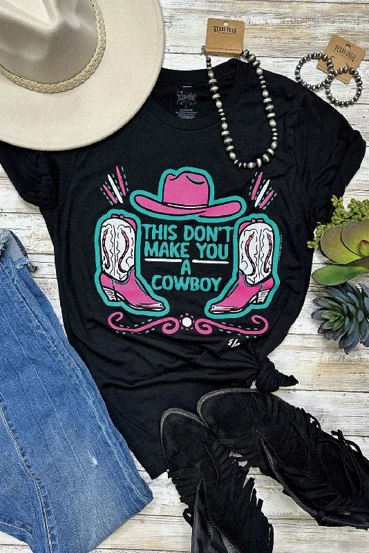 Black Western Hat and Boots Slogan Print Crew Neck T Shirt-- Sequined Glittery Shiny
