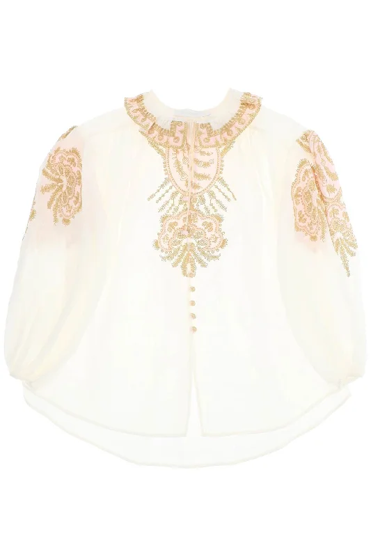Zimmermann Women's "Ramie Blouse Made High Neck Blouse