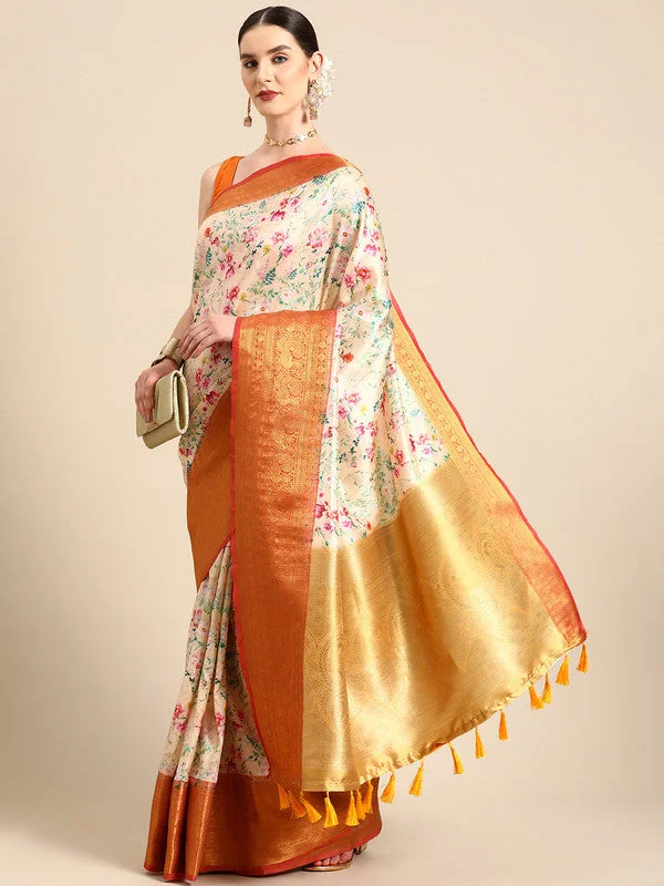 Multicolor Pure Silk Digital Print Floral Saree with Unstitched Blouse - Hiral Fashion Flowy Bohemian Blouse Multicolor Pure Silk Digital Print Floral Saree with Unstitched Blouse - Hiral Fashion Flowy Bohemian Blouse