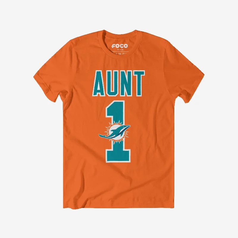 Miami Dolphins Number 1 Aunt T-Shirt-- Hooded Caped Shawl Collar