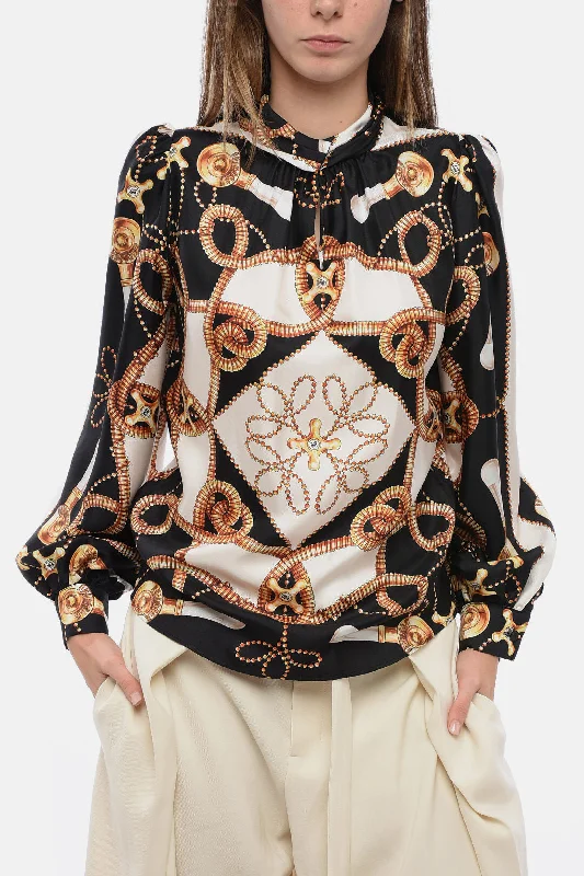 Moschino COUTURE Silk Blouse with Barocco Motif 38 Italian size Sleeveless Chiffon Blouse Moschino COUTURE Silk Blouse with Barocco Motif 38 Italian size Sleeveless Chiffon Blouse