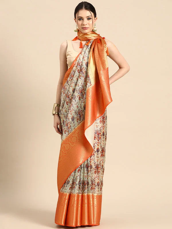 Multicolor Munga Silk Digital Print Abstract Saree with Unstitched Blouse - Hiral Fashion Playful Puff Blouse Multicolor Munga Silk Digital Print Abstract Saree with Unstitched Blouse - Hiral Fashion Playful Puff Blouse