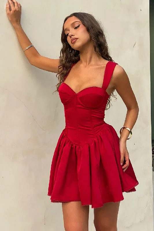 Jolene Mini Dress - Red Classic Striped Mini Dress